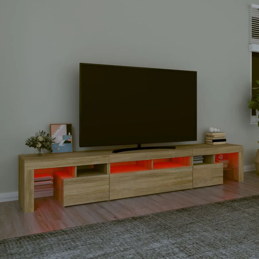 Meuble TV avec lumières LED Chêne sonoma 230x36,5x40 cm - 5