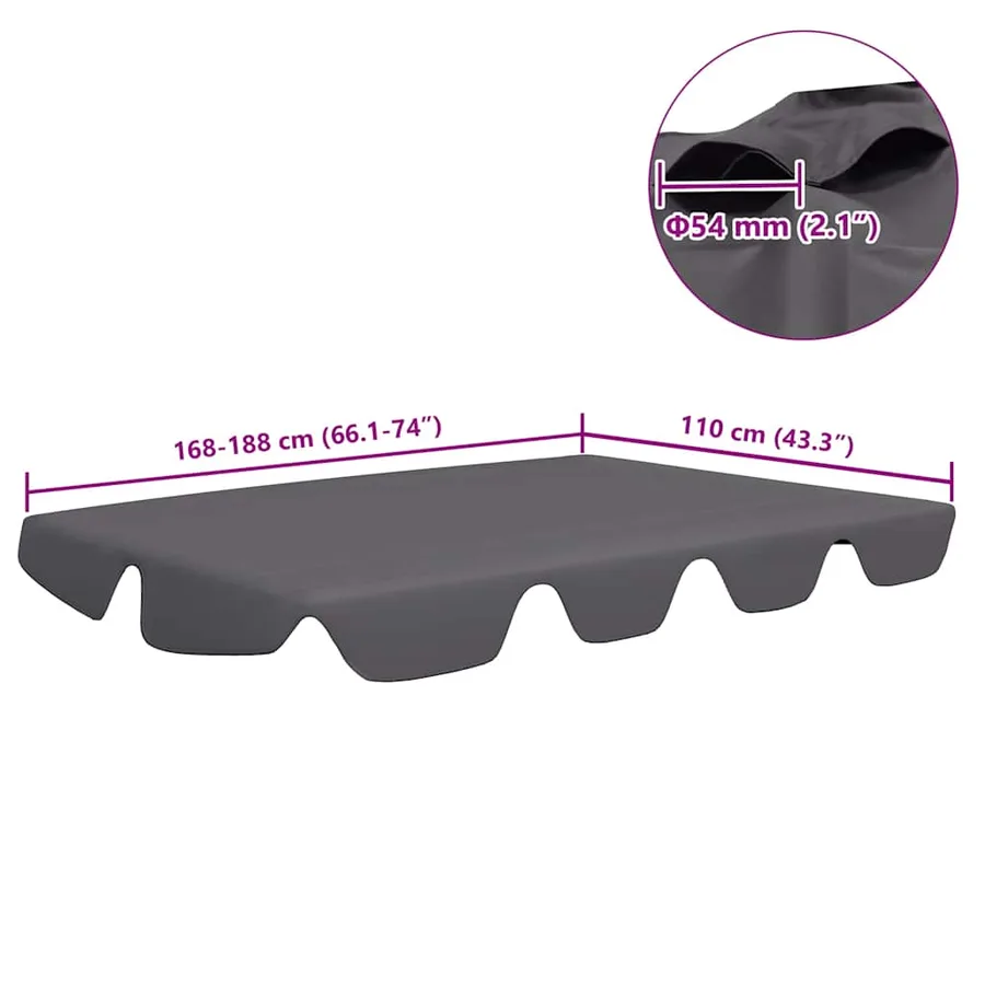 Toit rechange balançoire anthracite 188/168x145/110 cm - 6
