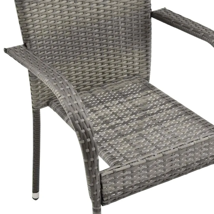 Chaises empilables d'extérieur lot de 6 Gris Résine tressée - 8