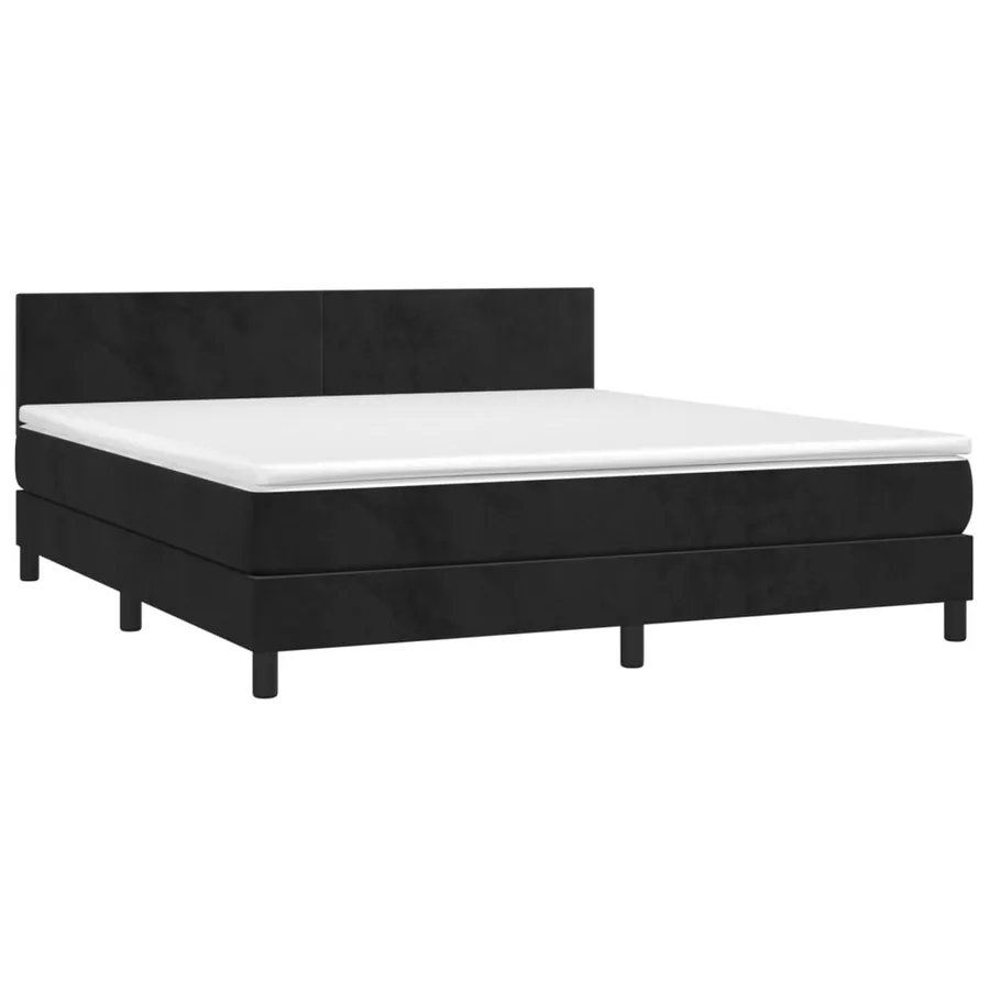 Sommier à lattes de lit avec matelas LED Noir 180x200cm Velours - 4