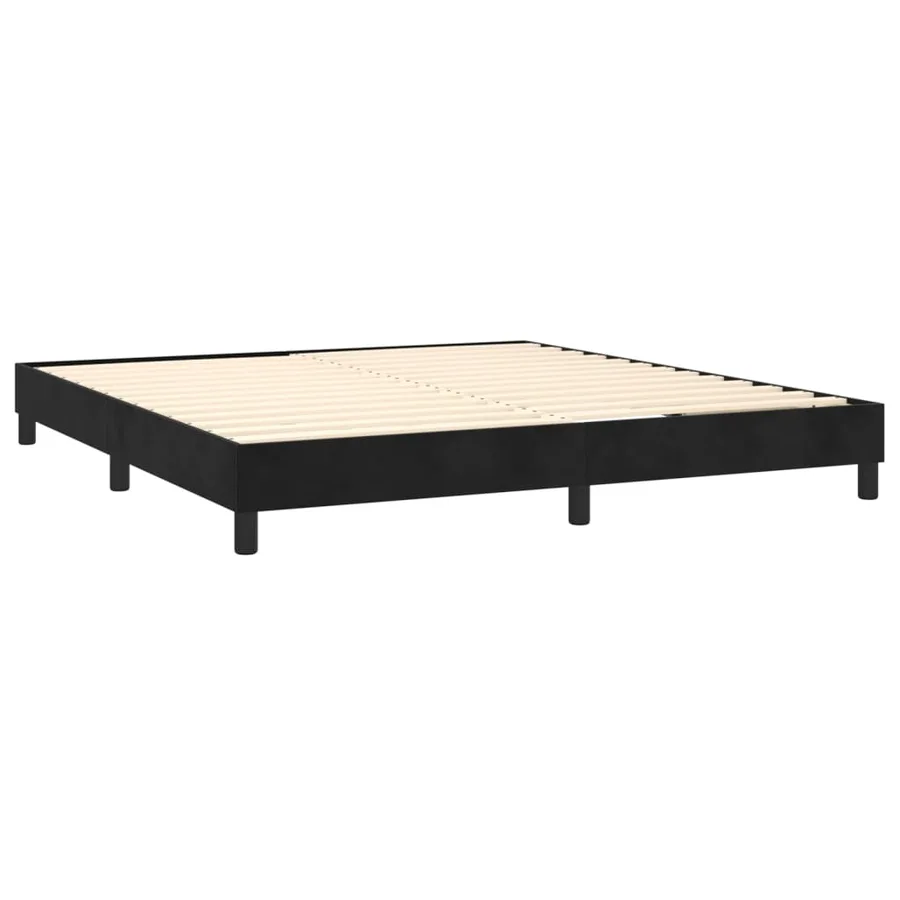 Sommier à lattes de lit avec matelas LED Noir 180x200cm Velours - 5