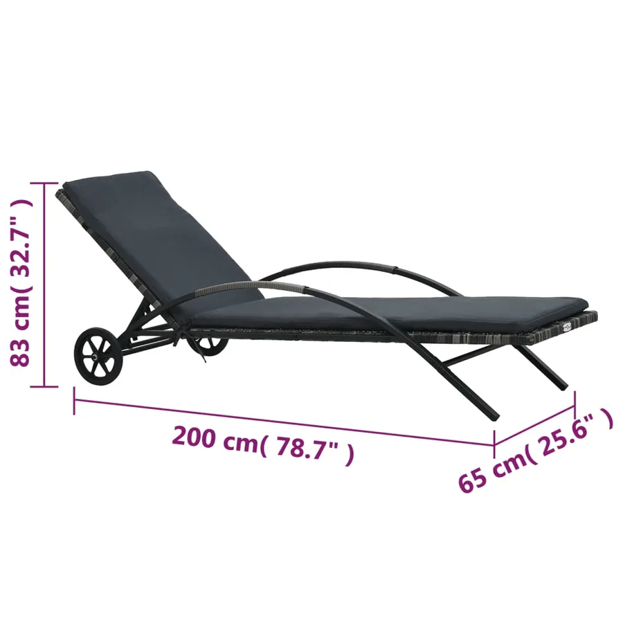 Chaises longues avec table Résine tressée Anthracite - 10