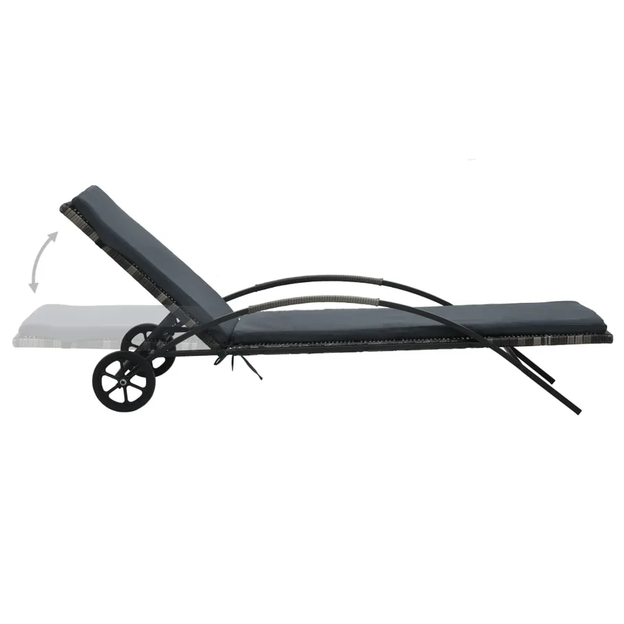 Chaises longues avec table Résine tressée Anthracite - 3