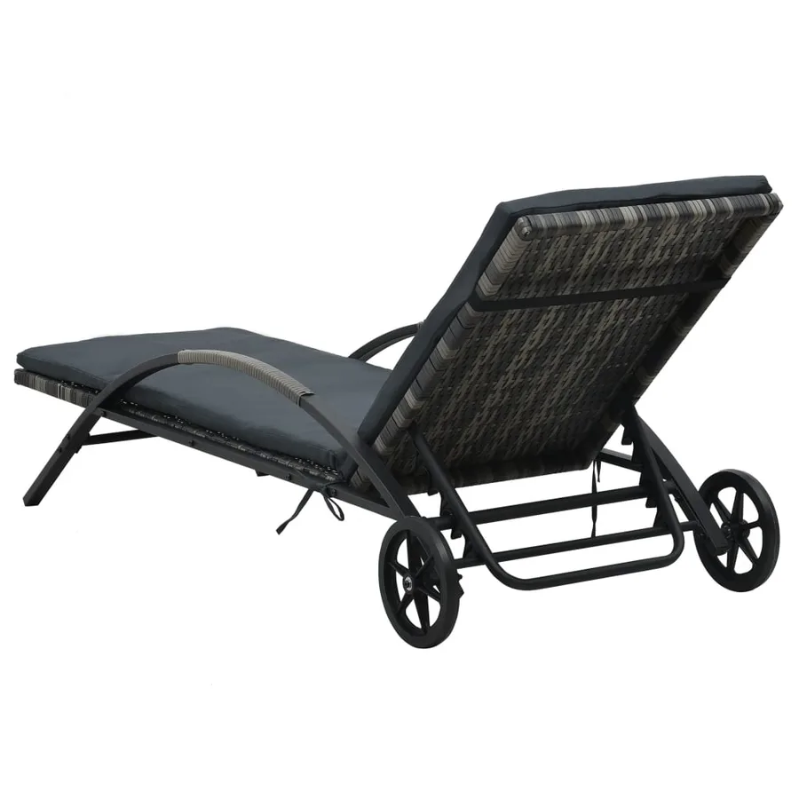 Chaises longues avec table Résine tressée Anthracite - 4
