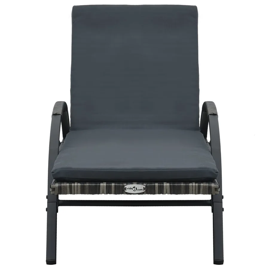Chaises longues avec table Résine tressée Anthracite - 5