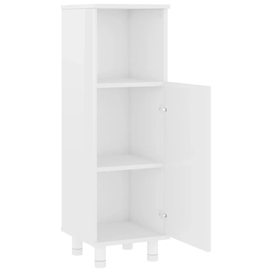 Armoire de salle de bain Blanc brillant Bois d’ingénierie - 4