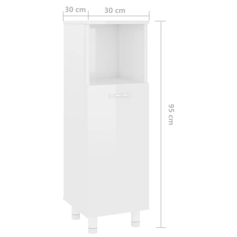 Armoire de salle de bain Blanc brillant Bois d’ingénierie - 7