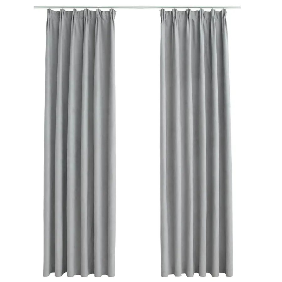 Rideaux occultants avec crochets 2 pcs Gris 140x245 cm - 2