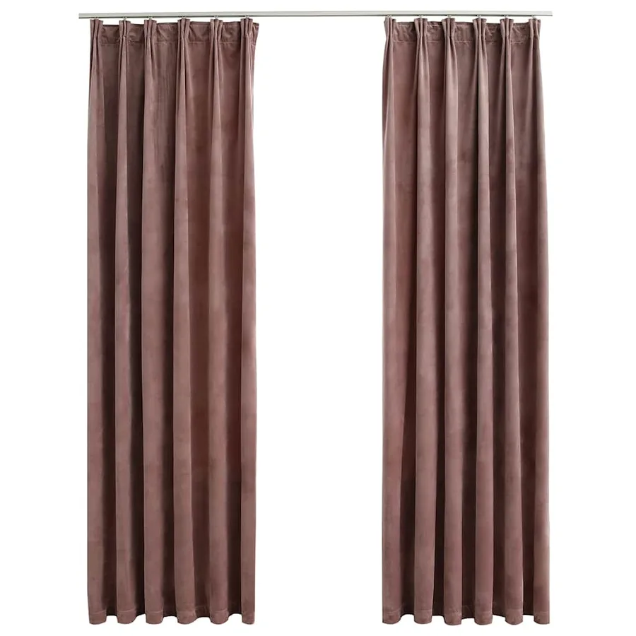 Rideau occultant et crochet 2pcs Velours Rose antique 140x225cm - 2