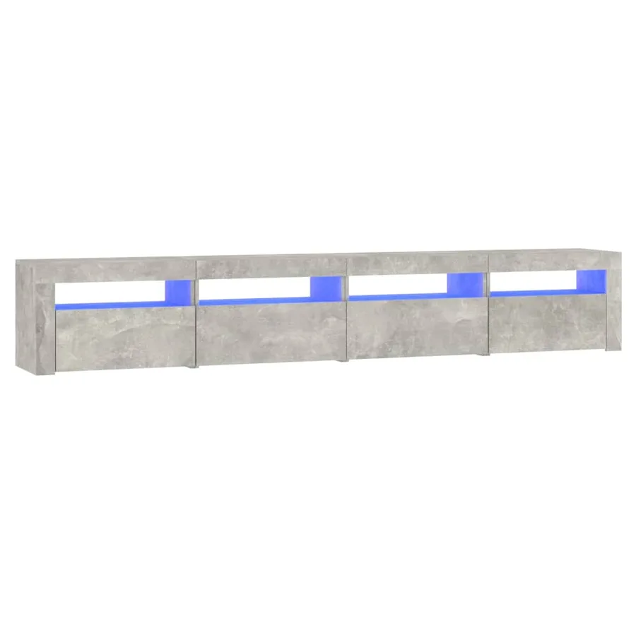 Meuble TV avec lumières LED Gris béton 240x35x40 cm - 2