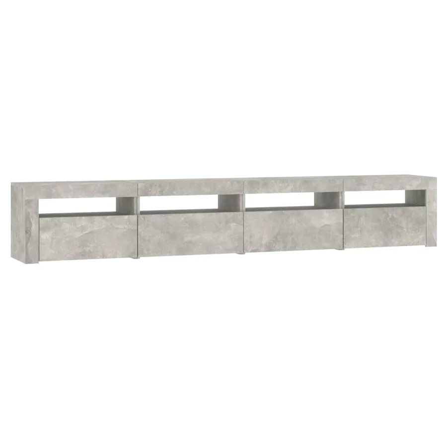 Meuble TV avec lumières LED Gris béton 240x35x40 cm - 6