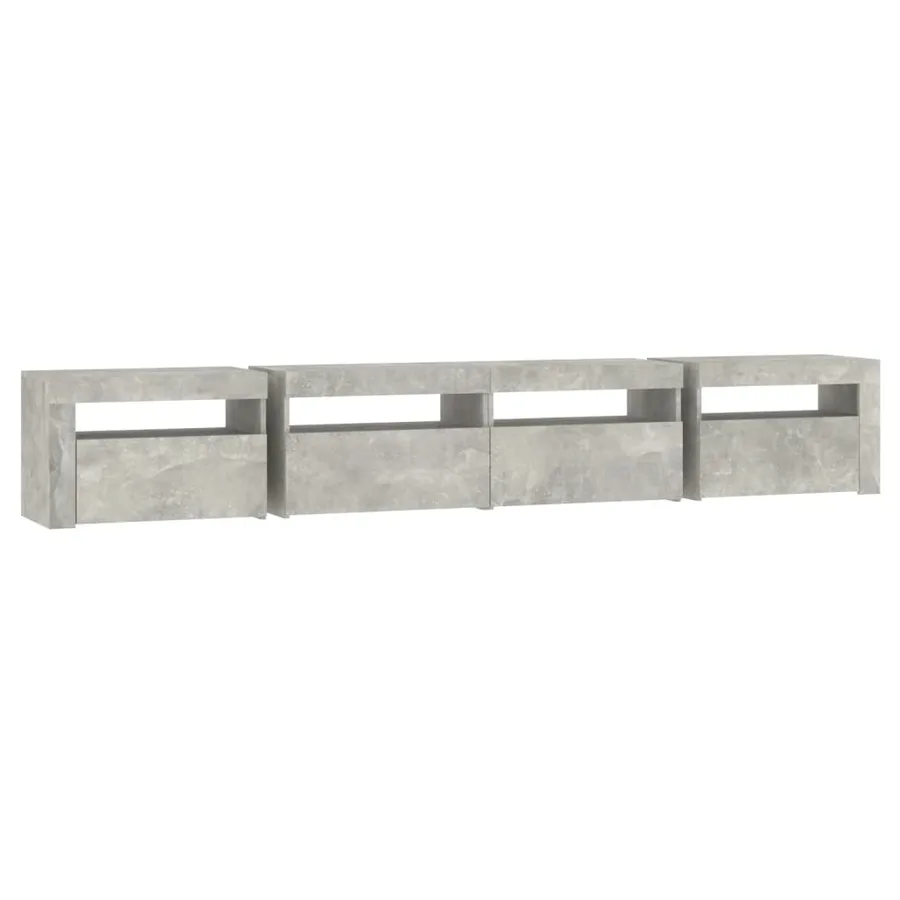 Meuble TV avec lumières LED Gris béton 240x35x40 cm - 7