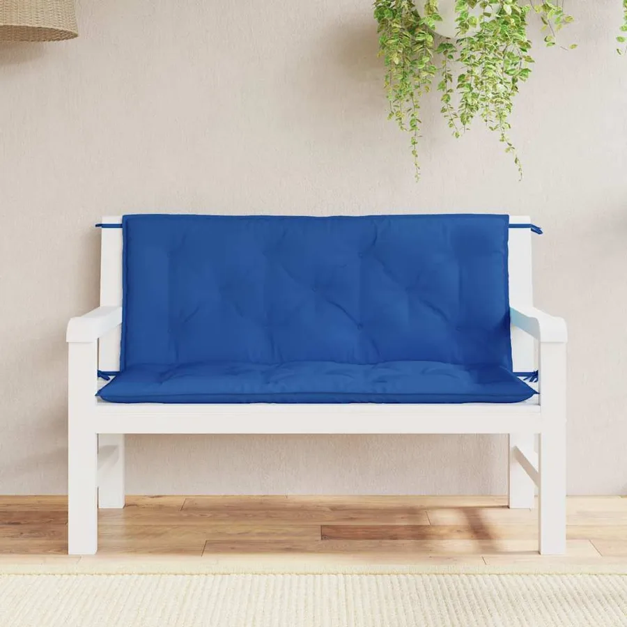 Coussin de banc de jardin bleu 120x(50+50)x7 cm tissu oxford - 3