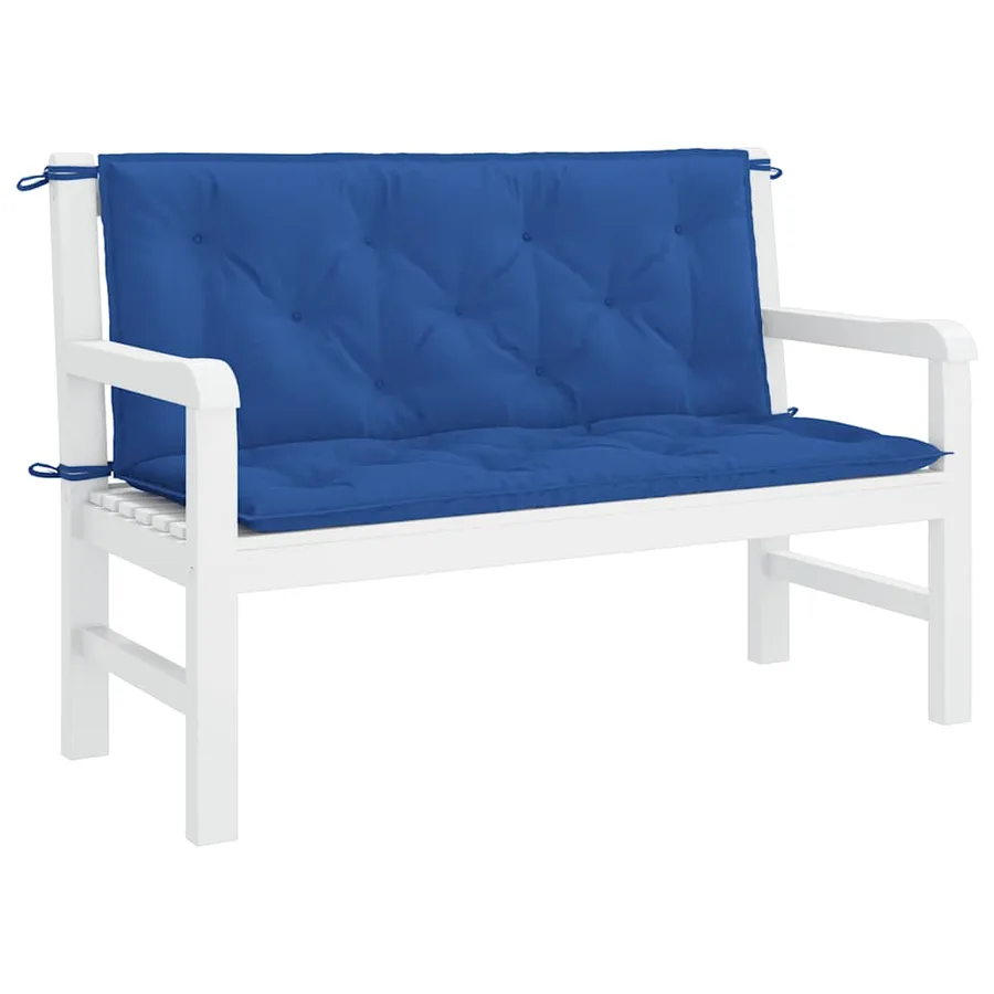 Coussin de banc de jardin bleu 120x(50+50)x7 cm tissu oxford - 4