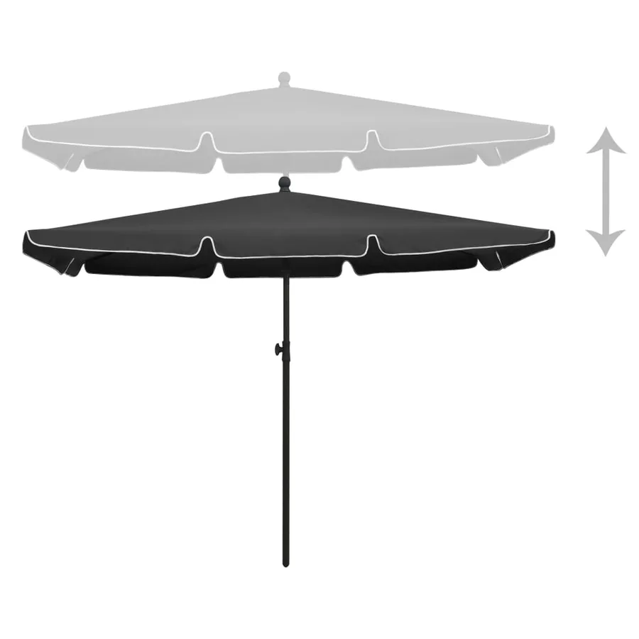 Parasol de jardin avec mât 210x140 cm Anthracite - 3