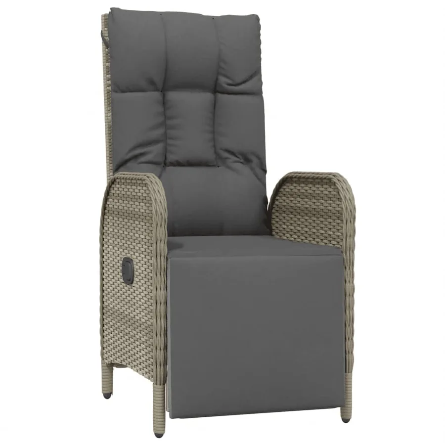 Ensemble à manger jardin et coussins 7 pcs gris rotin - 5