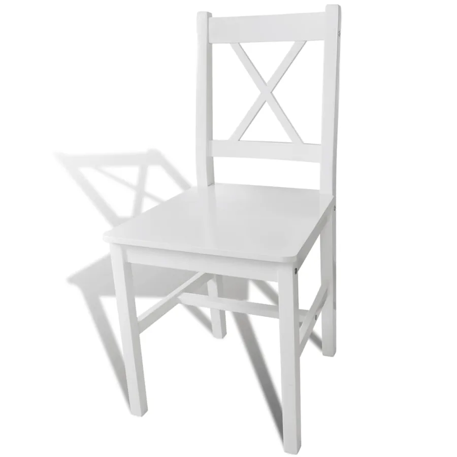 Chaises à manger lot de 2 blanc bois de pin - 3