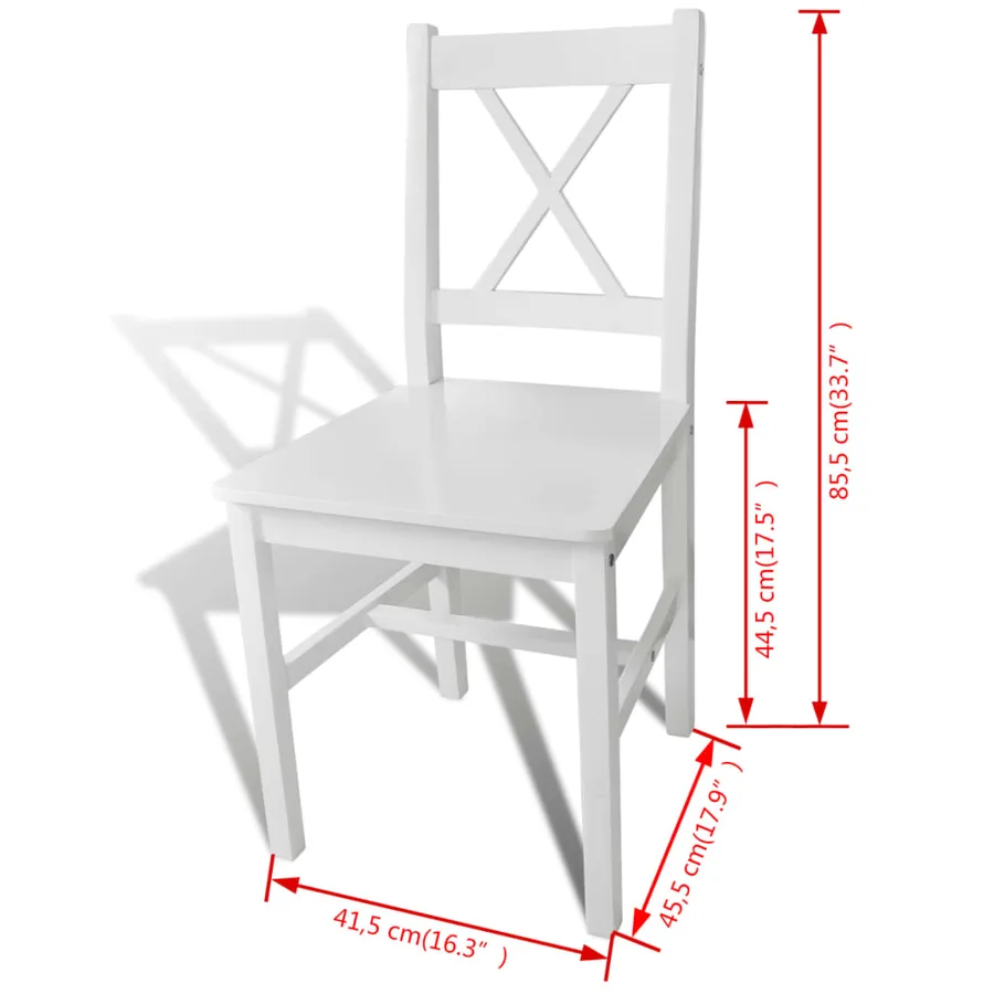 Chaises à manger lot de 2 blanc bois de pin - 5