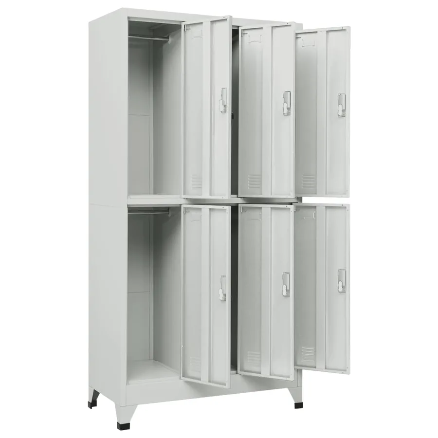 Armoire à casier avec 6 compartiments Acier 90x45x180 cm Gris - 3