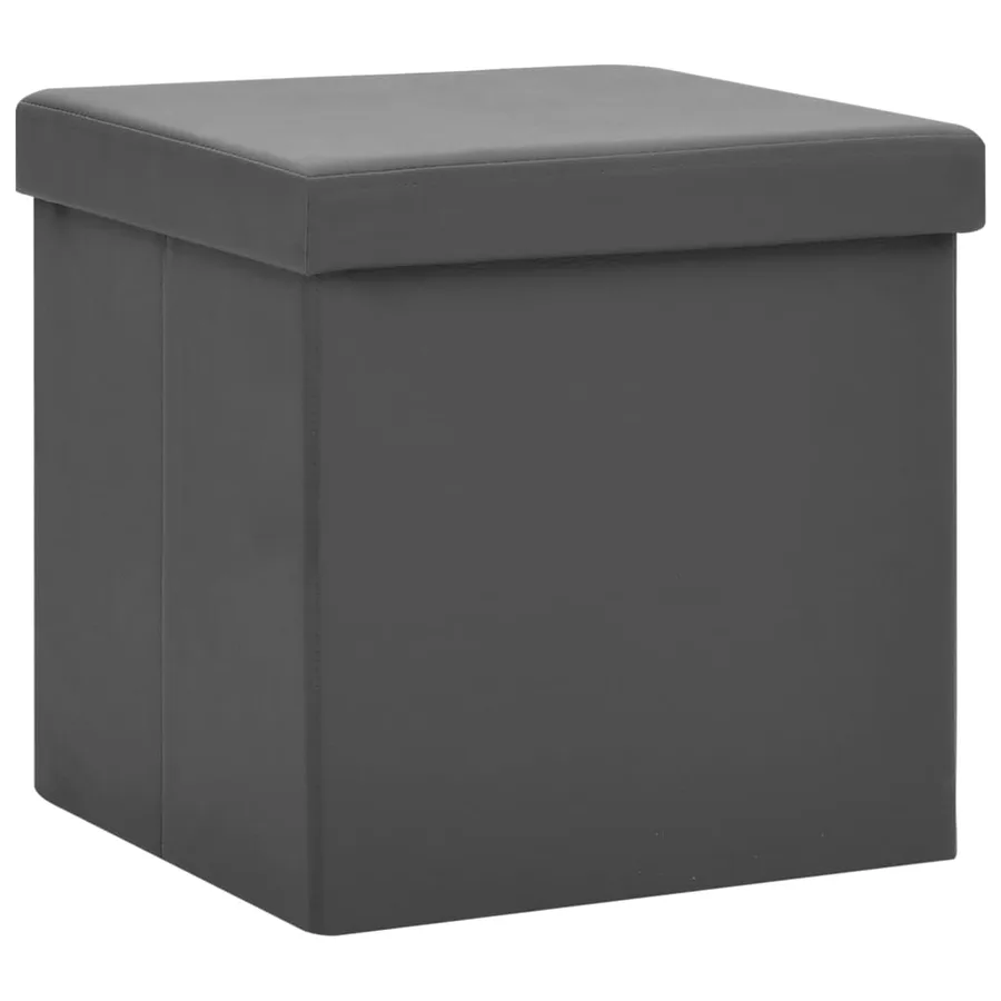 Tabouret de rangement pliable Gris PVC - 2