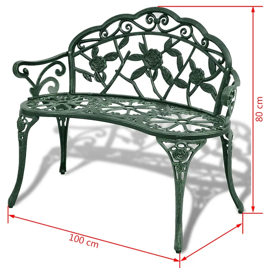 Banc de jardin 100 cm Aluminium coulé Vert - 4