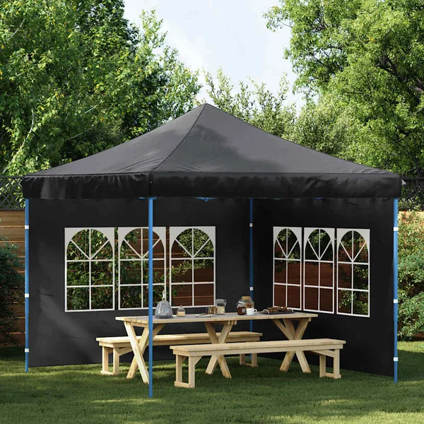 Paroi de tente de réception 2 pcs avec fenêtre PE Anthracite