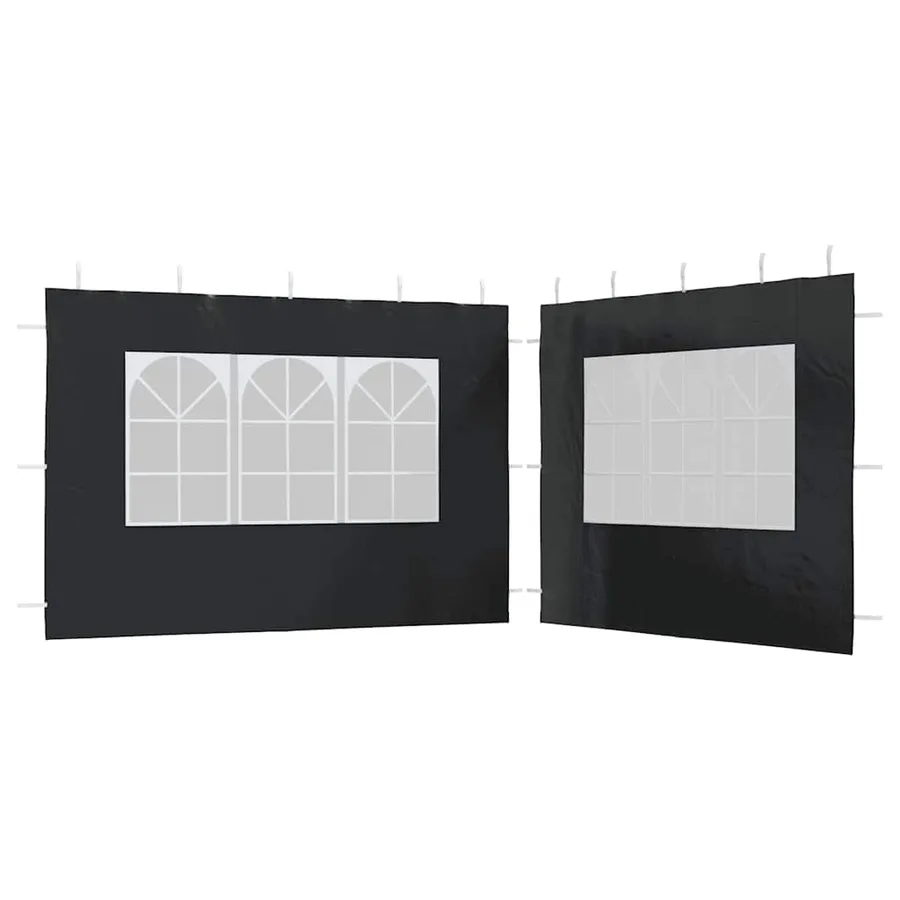 Paroi de tente de réception 2 pcs avec fenêtre PE Anthracite - 2