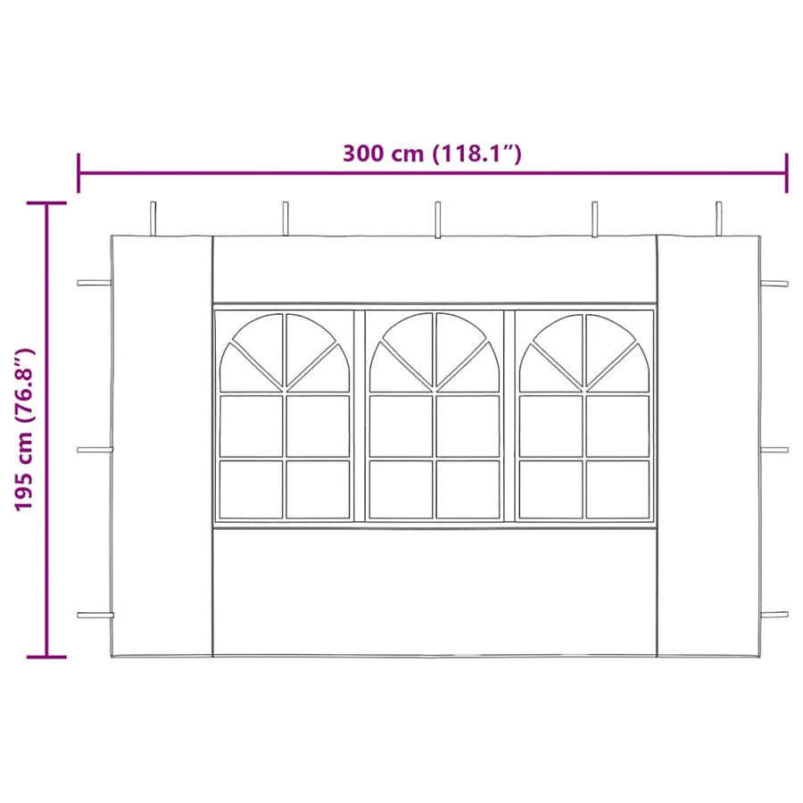 Paroi de tente de réception 2 pcs avec fenêtre PE Anthracite - 8