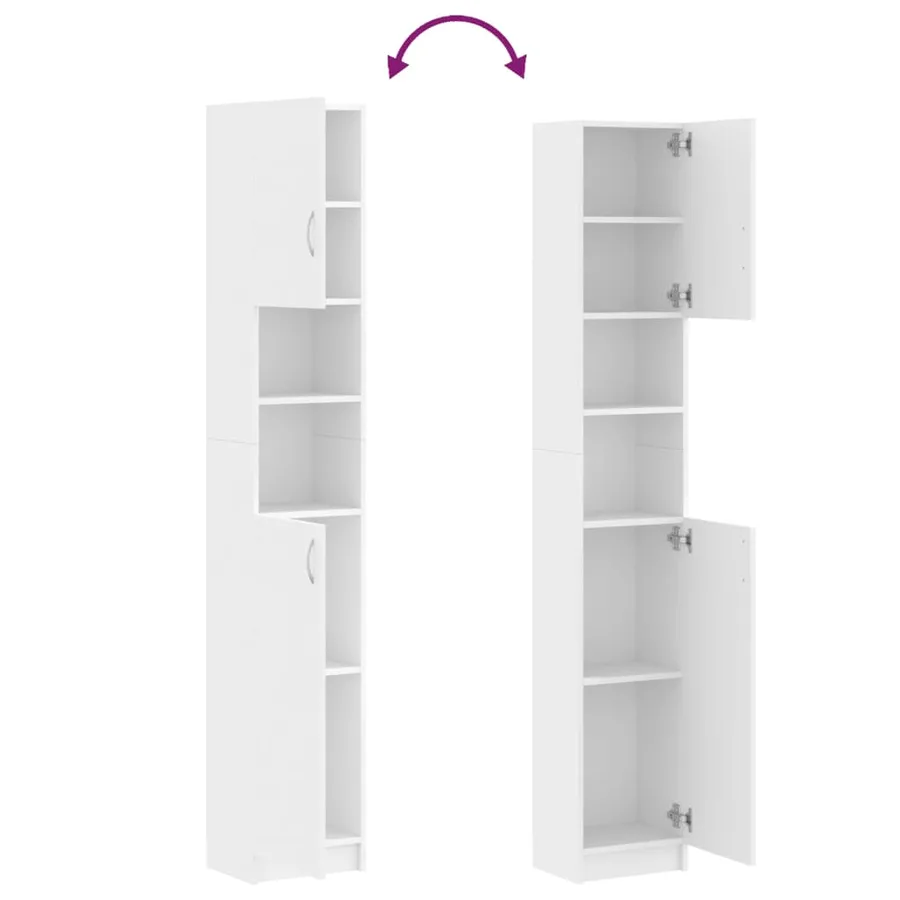 Armoire de salle de bain Blanc 32x25,5x190 cm Bois d'ingénierie - 9