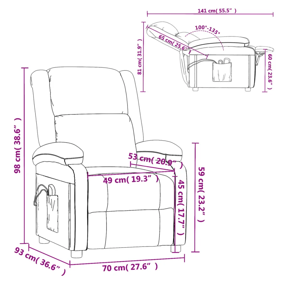 Fauteuil électrique de massage Gris clair Tissu - 14