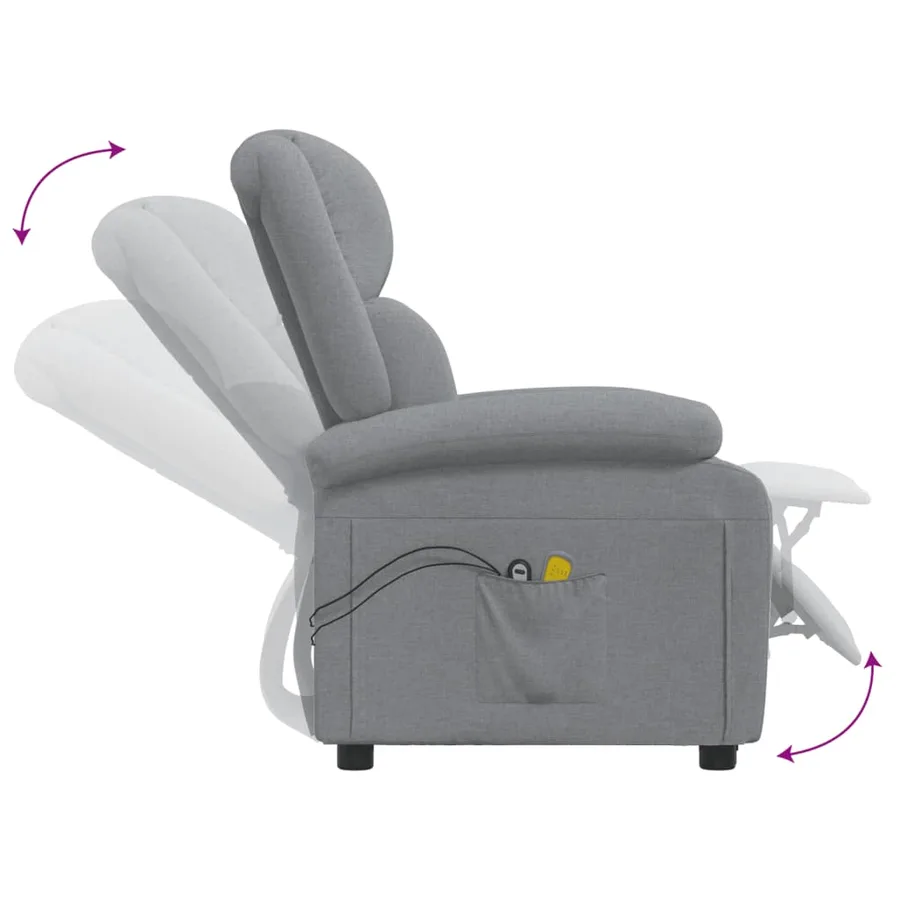 Fauteuil électrique de massage Gris clair Tissu - 7