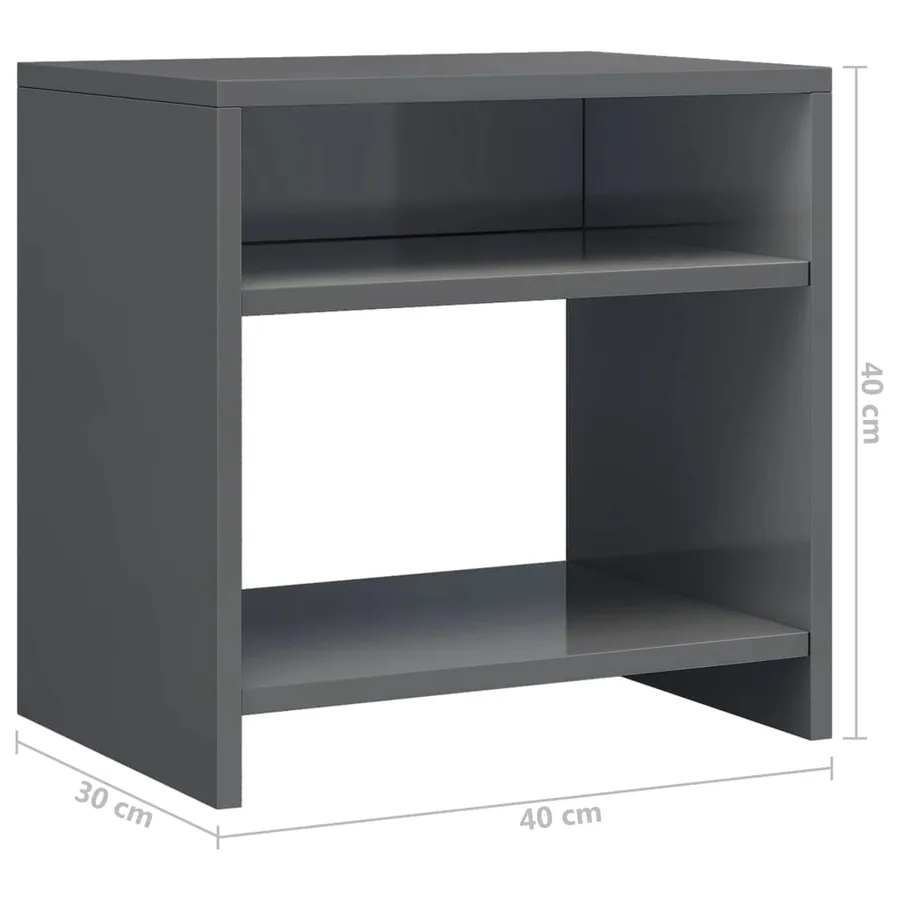 Table de chevet gris brillant 40x30x40 cm bois d'ingénierie - 6