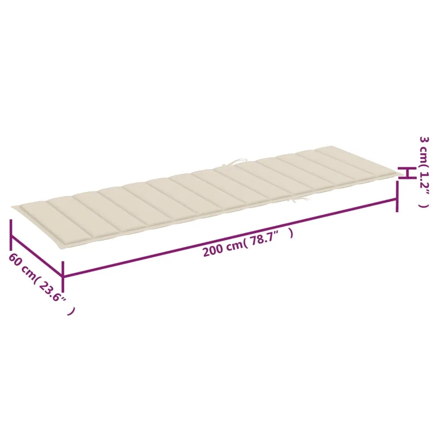 Chaises longues lot de 2 avec table et coussins Acacia solide - 20