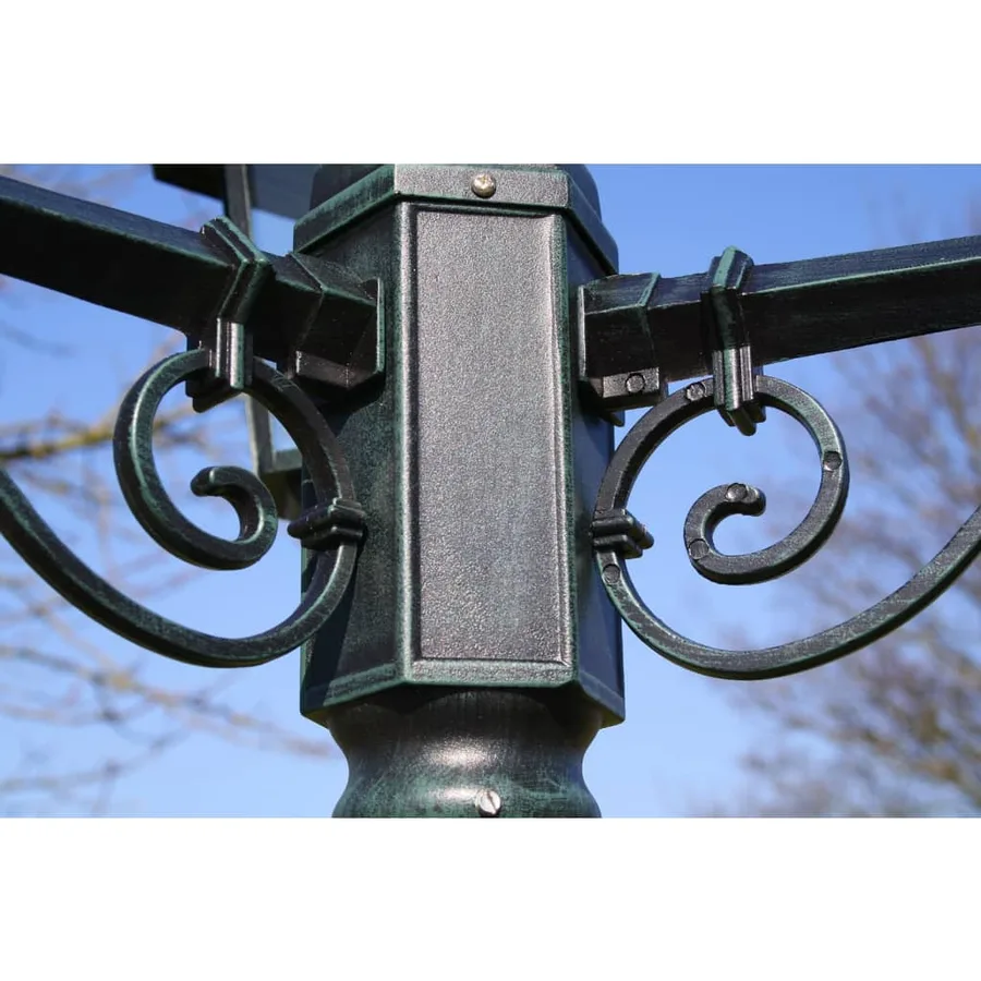 Lampadaire de jardin 3 bras 215 cm Vert foncé/Noir Aluminium - 5