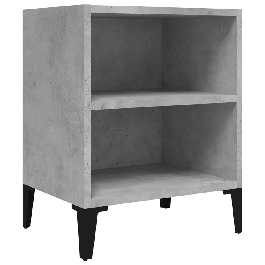 Table de chevet avec pieds en métal gris béton 40x30x50 cm - 2