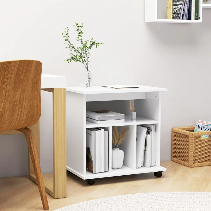 Armoire à roulettes Blanc 60x45x60 cm Bois d’ingénierie