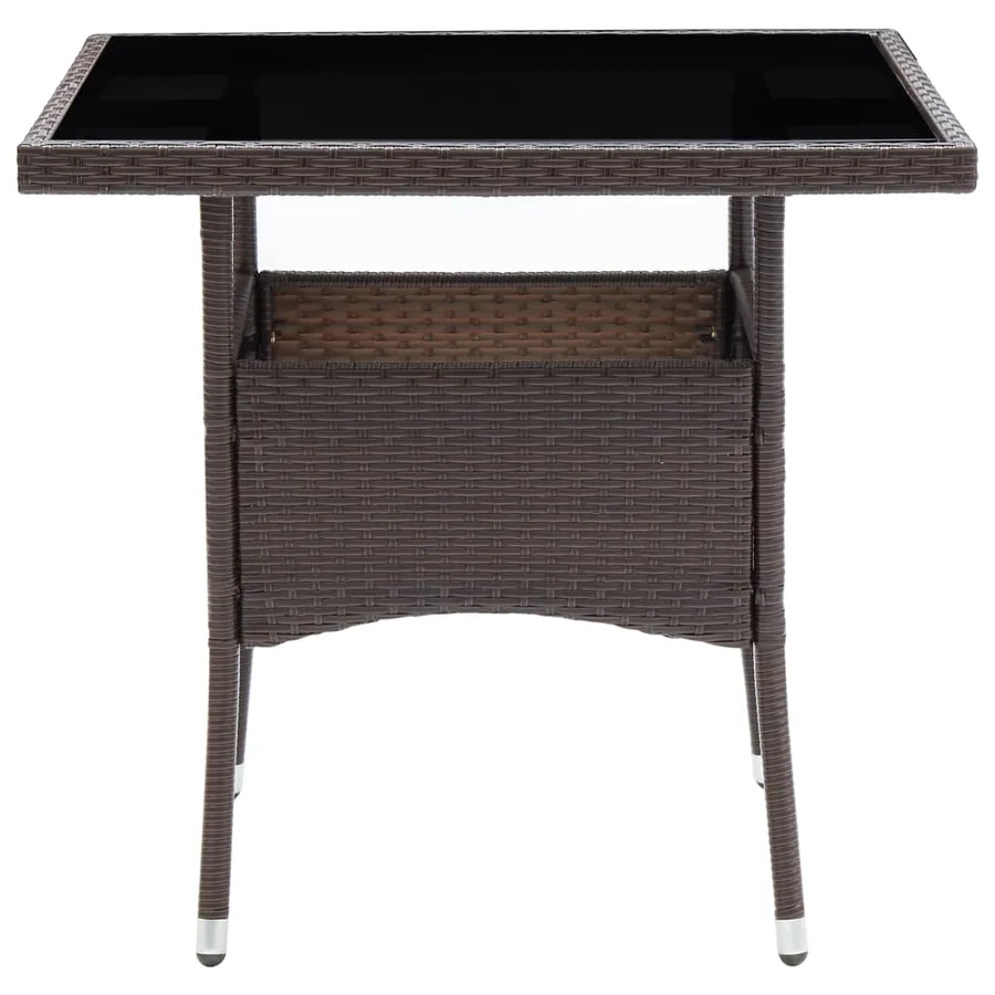 Table de salle à manger de jardin Marron Résine tressée - 3