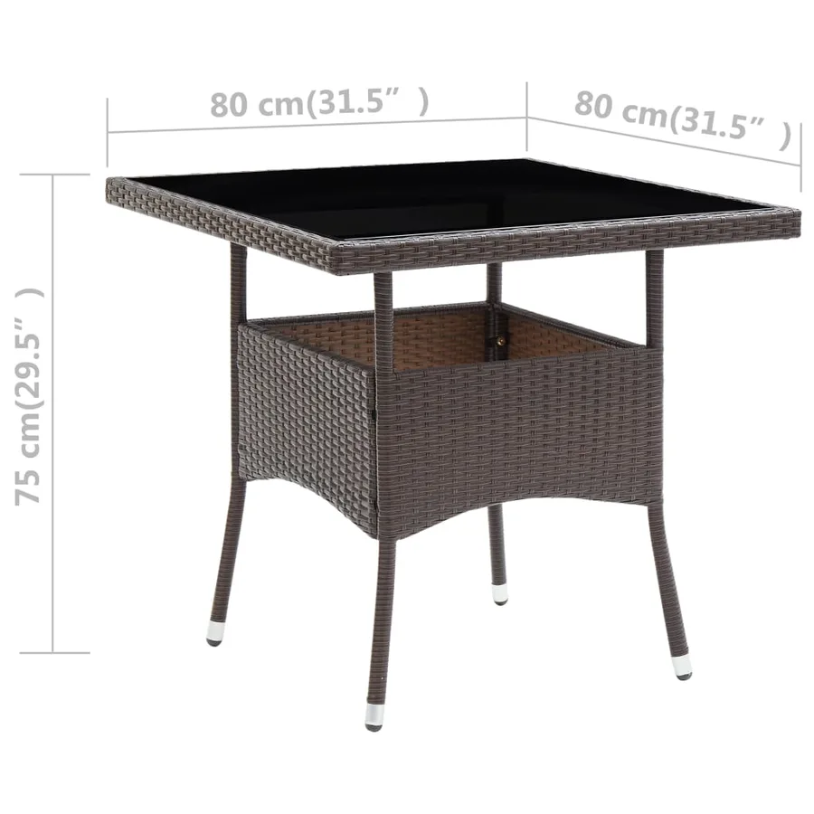 Table de salle à manger de jardin Marron Résine tressée - 5