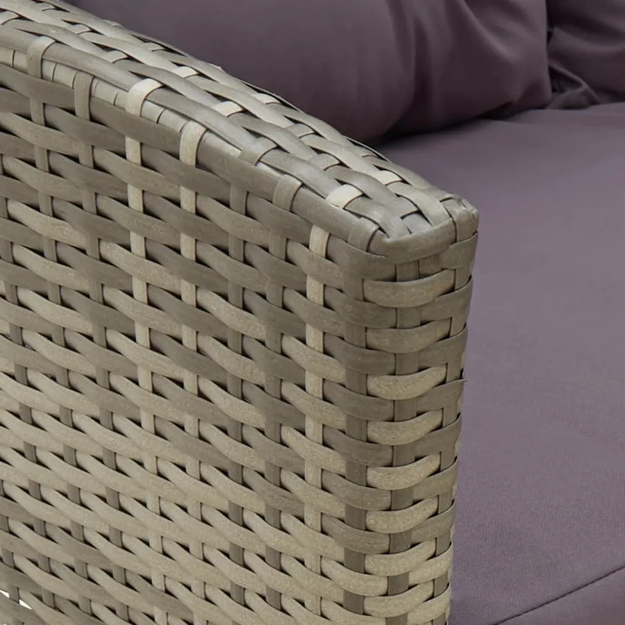 Salon de jardin 2 pcs avec coussins Résine tressée Gris - 6