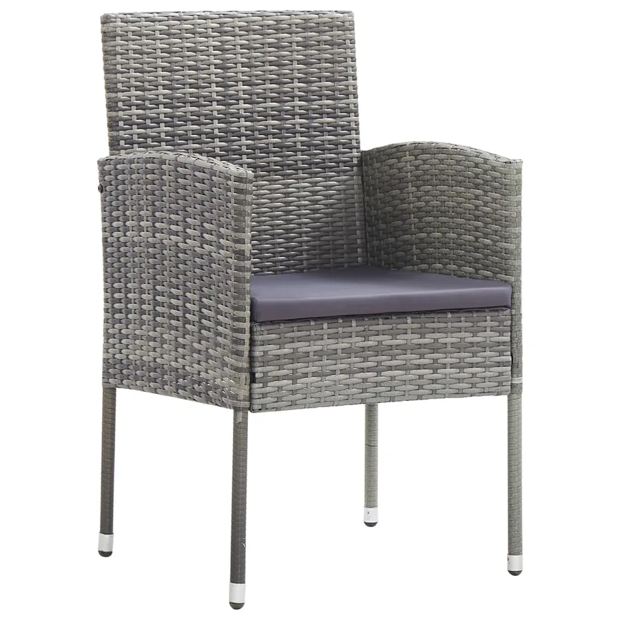 Chaises de jardin coussins gris foncé 2 pcs résine tressée - 2