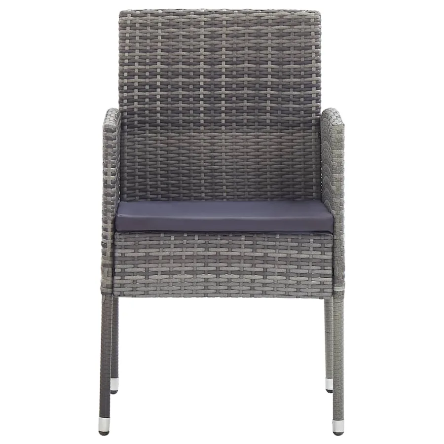 Chaises de jardin coussins gris foncé 2 pcs résine tressée - 3