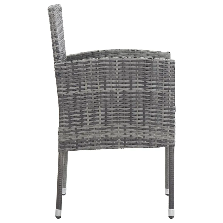 Chaises de jardin coussins gris foncé 2 pcs résine tressée - 4