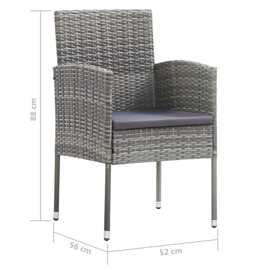 Chaises de jardin coussins gris foncé 2 pcs résine tressée - 7