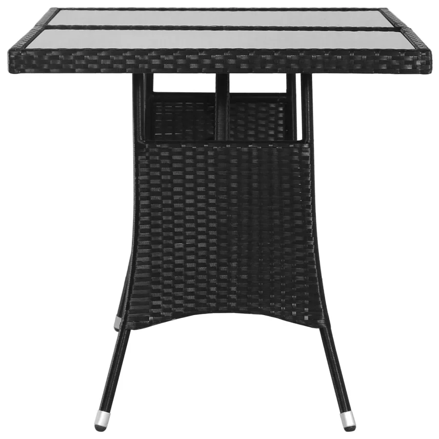 Table de jardin Noir 140x80x74 cm Résine tressée - 3