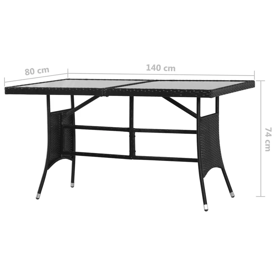Table de jardin Noir 140x80x74 cm Résine tressée - 6