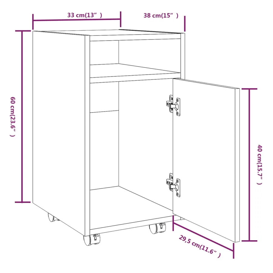 Armoire appoint à roues Sonoma gris 33x38x60 cm - 8