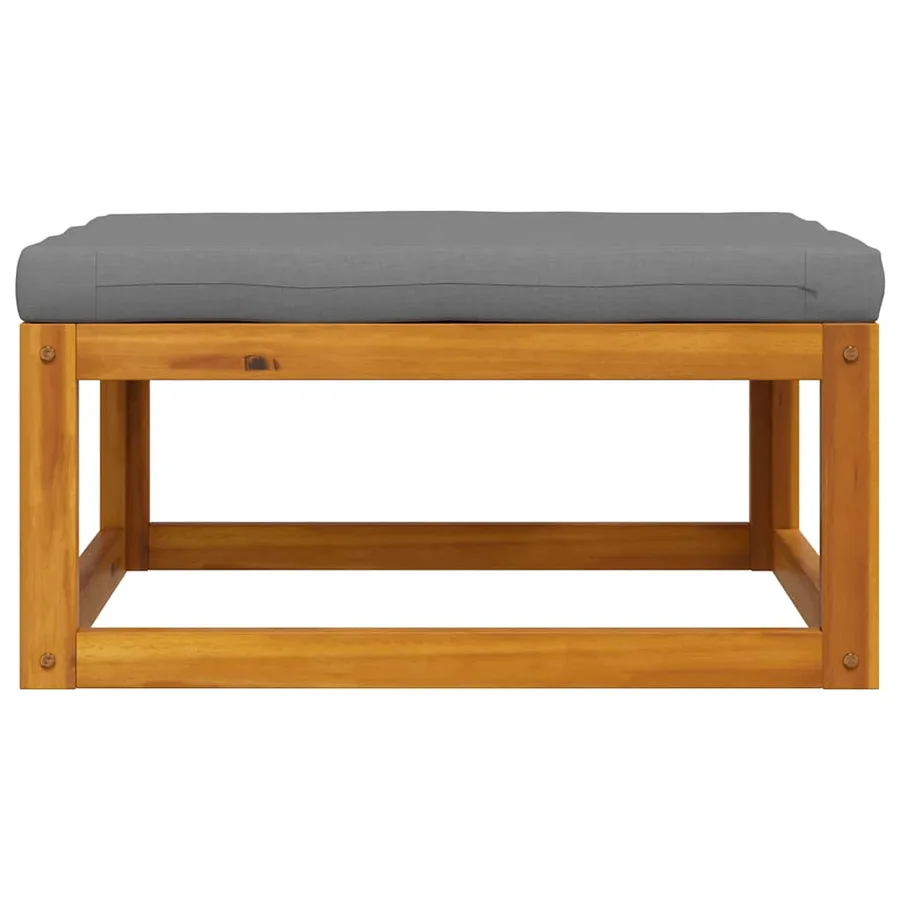 Repose-pied avec coussin gris foncé Bois d'acacia massif - 5