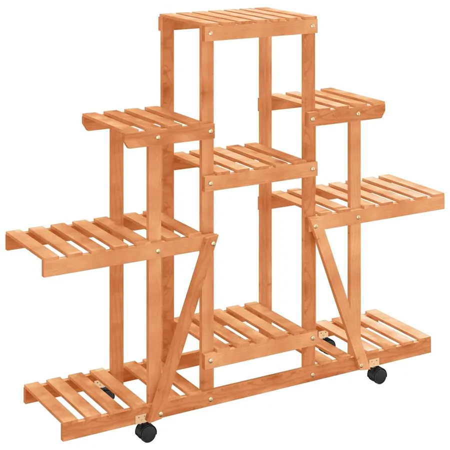 Support à fleurs avec roues 110x25x101 cm bois massif de sapin - 2