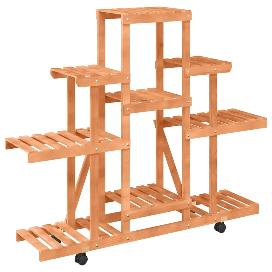Support à fleurs avec roues 110x25x101 cm bois massif de sapin - 4