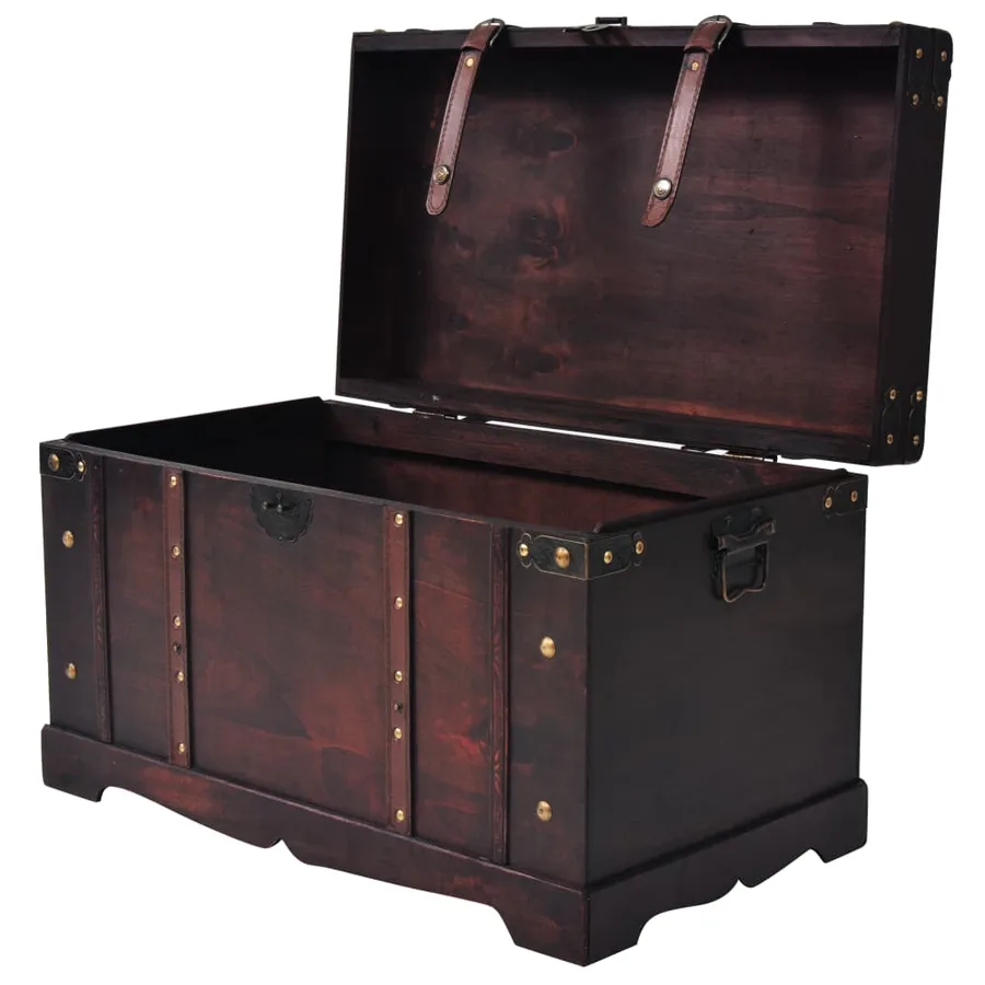 Coffre vintage de rangement bois 66 x 38 x 40 cm - 3
